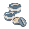 MILTON Valenza Insulated Inner Stainless Steel Jr. Casserole Set,Hot Box for Kitchen,Keeps Food Hot & Fresh for Roti, Biryani,Durable Serving Bowls With Lids Set of 3(400ml, 750ml, 1250ml),Blue Stone