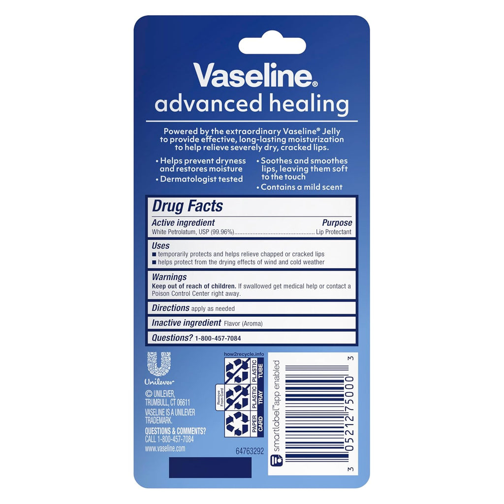 Vaseline Lip Therapy, Advance Formula, 1 Count, White