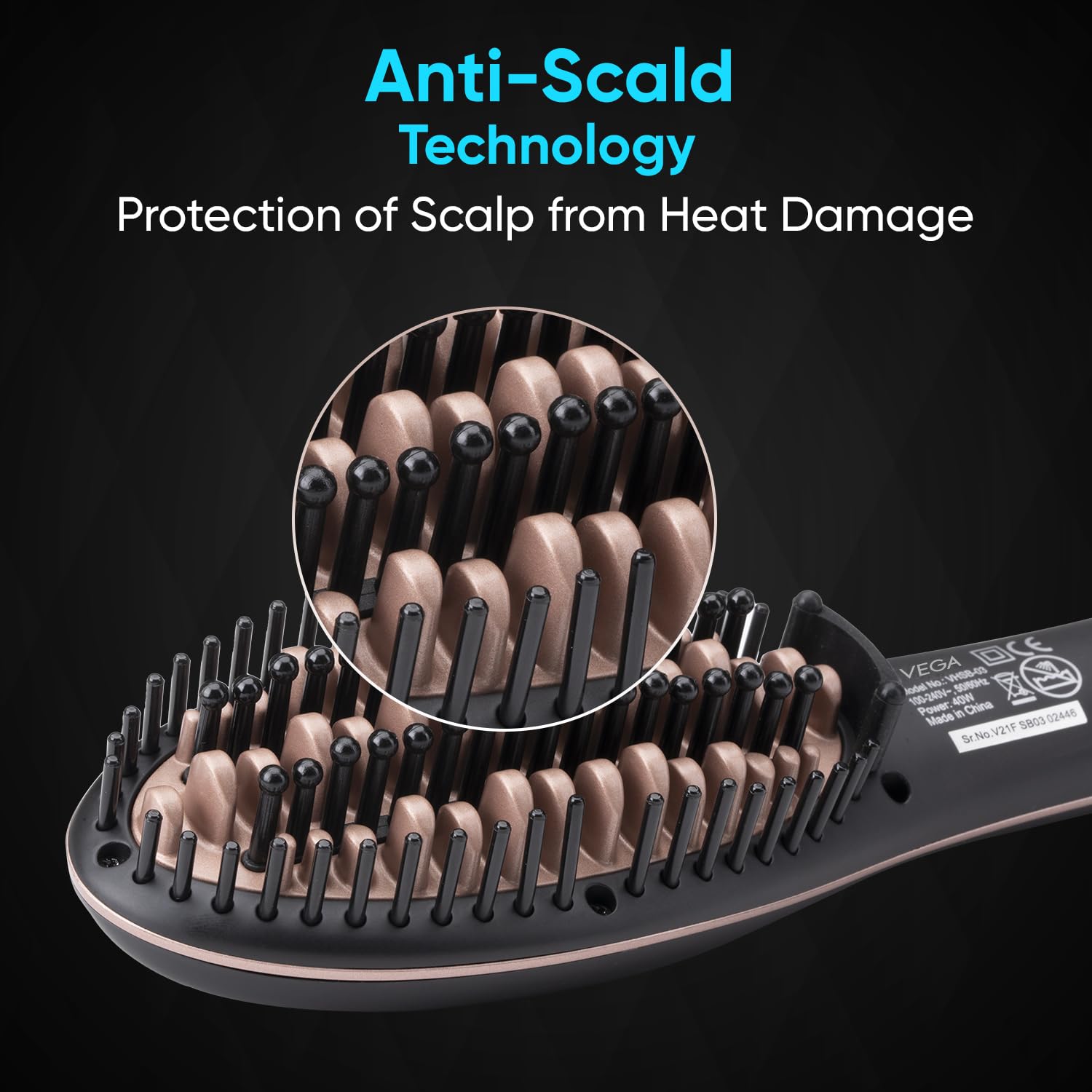 VEGA X-Star Hair Straightening Brush for Women with Thermo Protect Technology & Anti Scald Technology