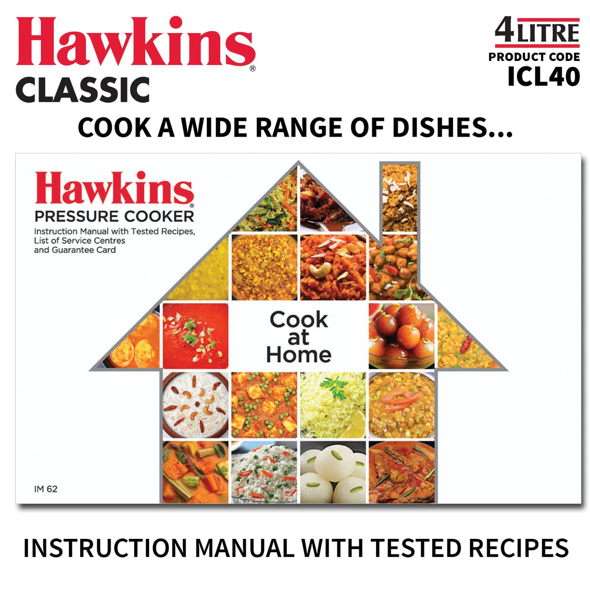 Hawkins Aluminium 4 Litre Classic Pressure Cooker, Induction Inner Lid Cooker, Silver (Icl40)