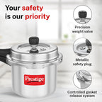 Prestige 3 Litre Aluminium Popular Plus Svachh Outerlid Pressure Cooker|Deep Lid for spillage Control|Virgin Aluminium|Gas & Induction Compatible|Gasket Release System|5 years warranty|ISI Certified