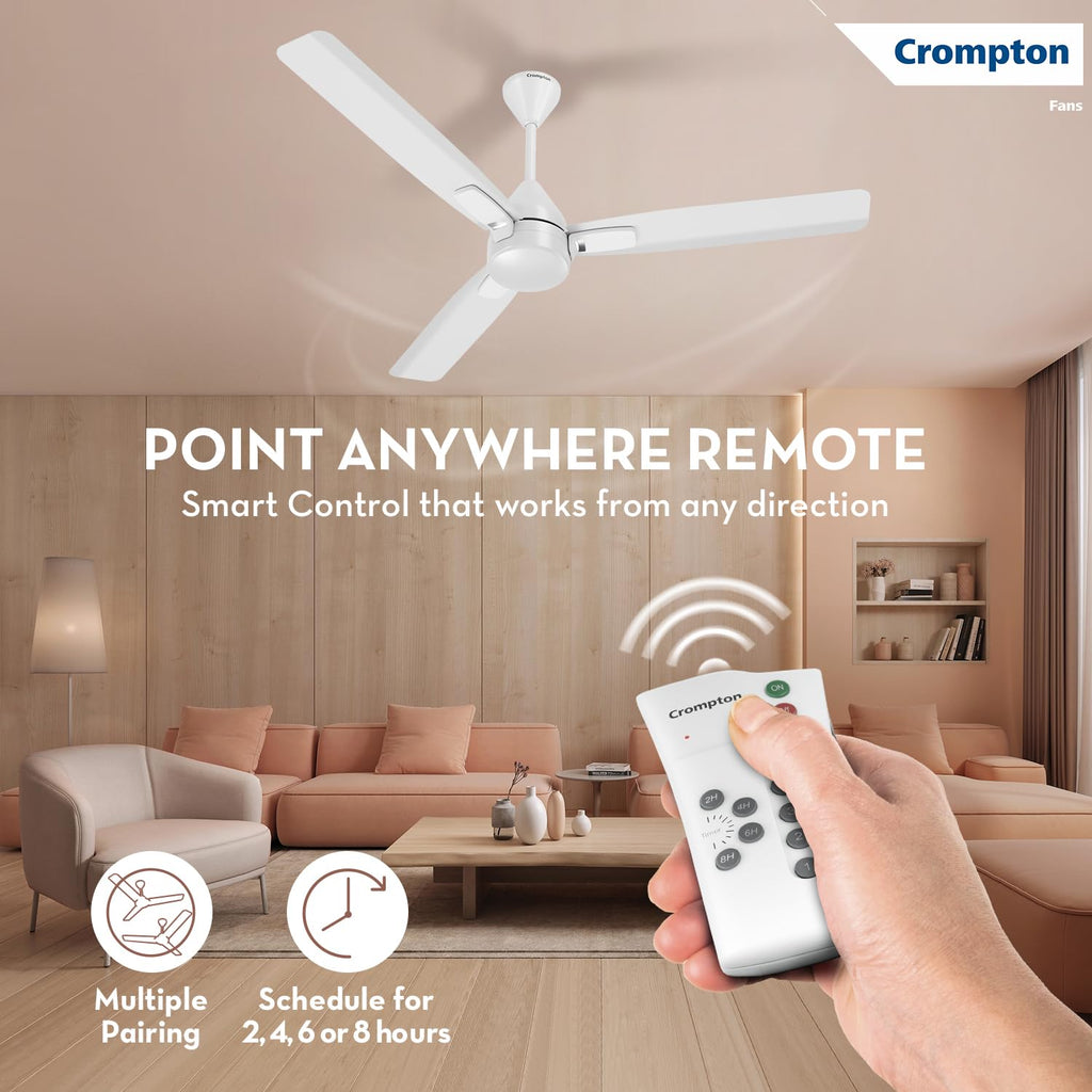 Crompton Energion Caelum 1200mm BLDC Ceiling Fan | Remote & Regulator Control | Multiple Fan Pairing on Remote | BEE 5 Star Rated| High Air Delivery |..
