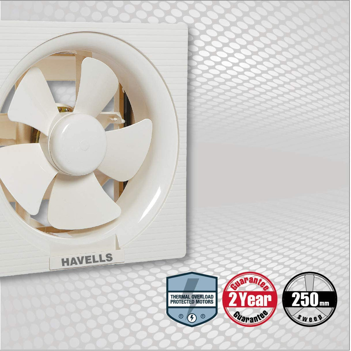 Havells Ventil Air DX 200mm Exhaust Fan | Strong Air Suction, Rust Proof Body and Dust Protection Shutters |Suitable for Bathroom, Kitchen, and Office| Warranty: 2 Years | (Pack of 1, Off White)