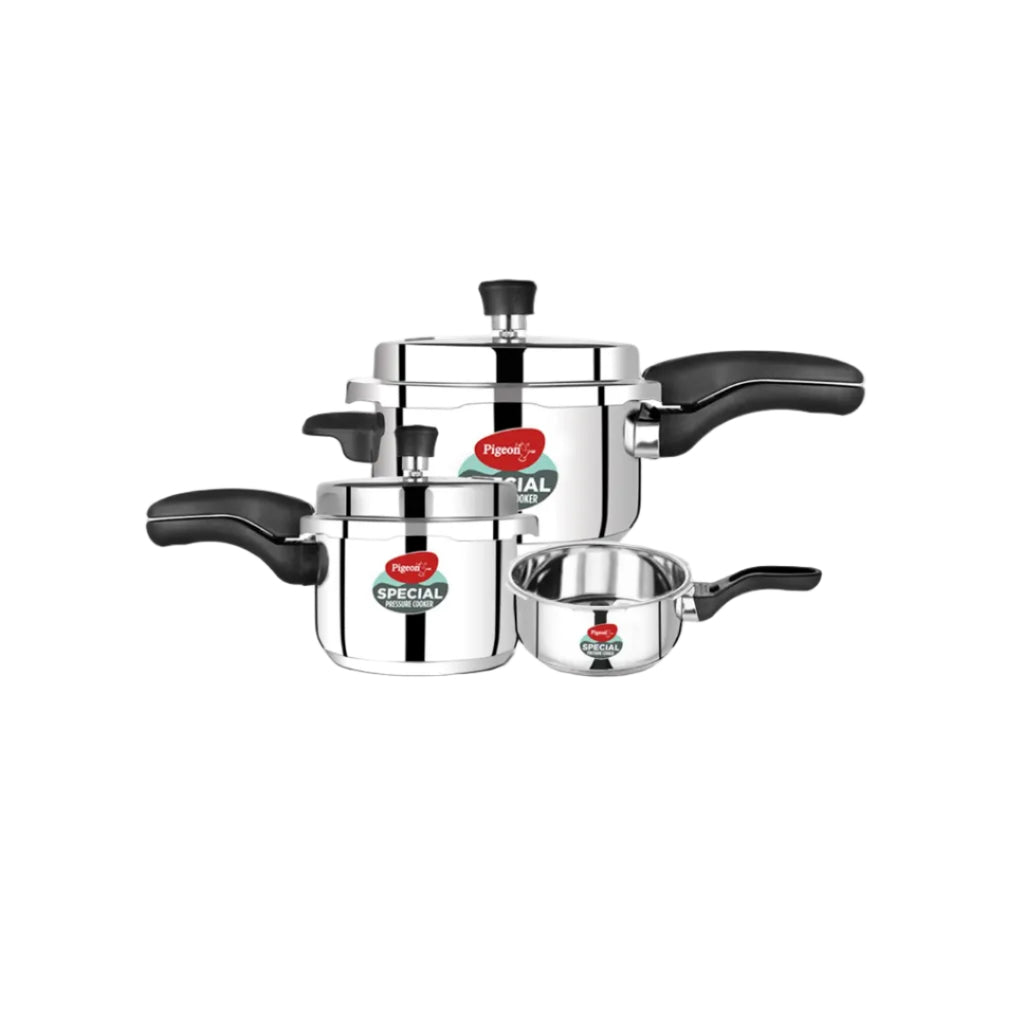 Pigeon By Stovekraft Special Stainless Steel Pressure Cooker with Outer Lid Induction and Gas Stove Compatible 2, 3, 5 Litre Capacity for Healthy...