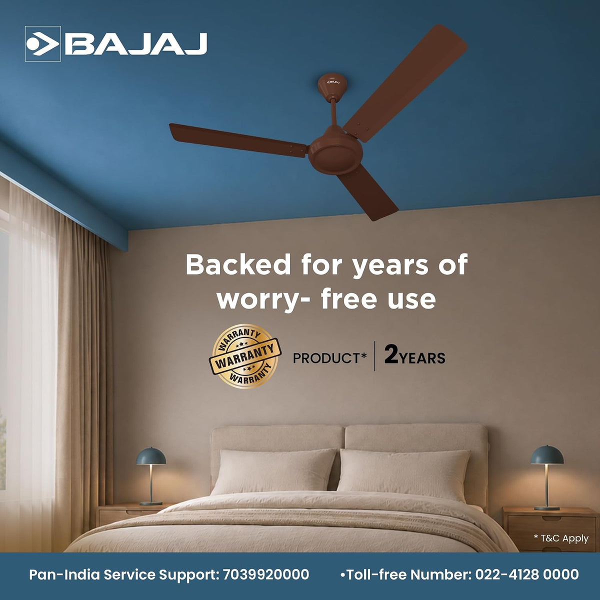 Bajaj Robusta Plus 1200MM Base Brown Ceiling Fan