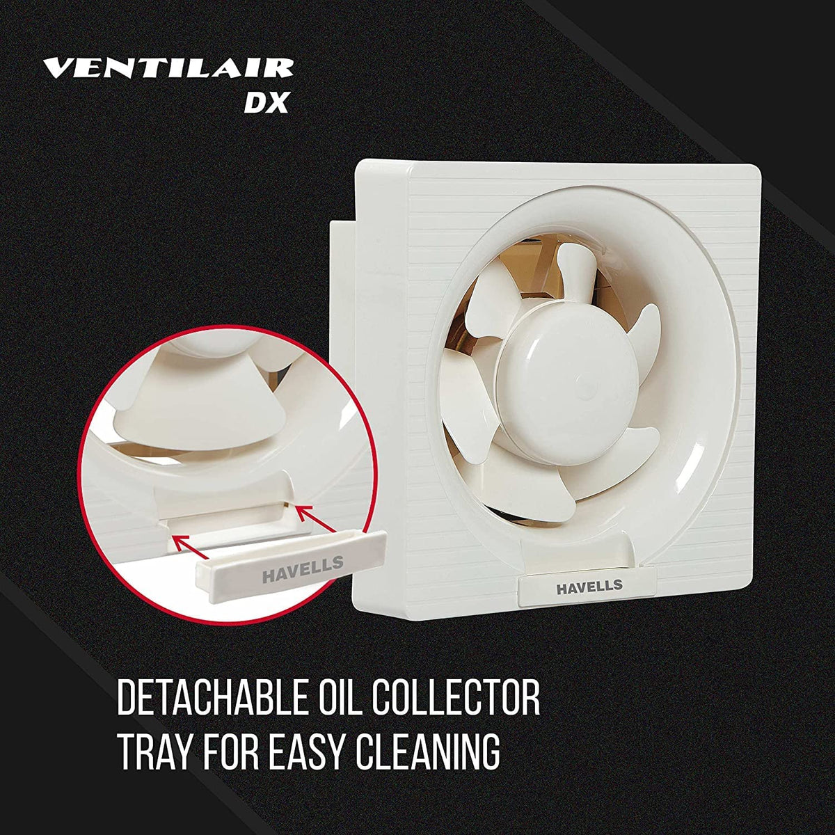 Havells Ventil Air DX 200mm Exhaust Fan | Strong Air Suction, Rust Proof Body and Dust Protection Shutters |Suitable for Bathroom, Kitchen, and Office| Warranty: 2 Years | (Pack of 1, Off White)