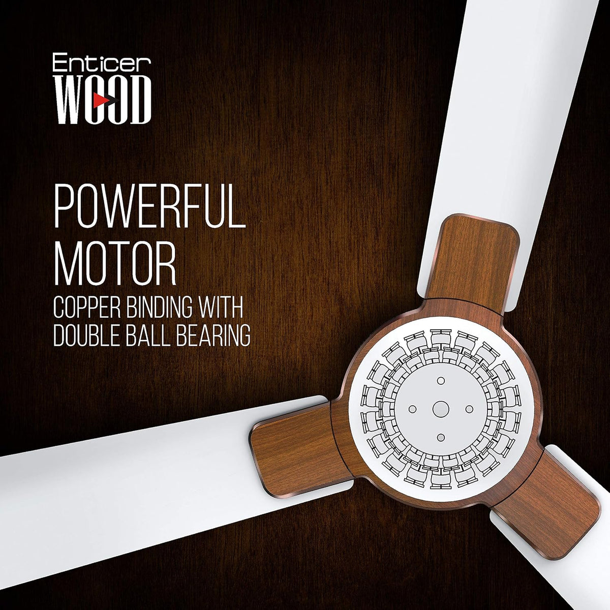Havells Enticer 1200mm Decorative, Dust Resistant, High Power in Low Voltage (HPLV), High Speed Ceiling Fan (Rosewood)