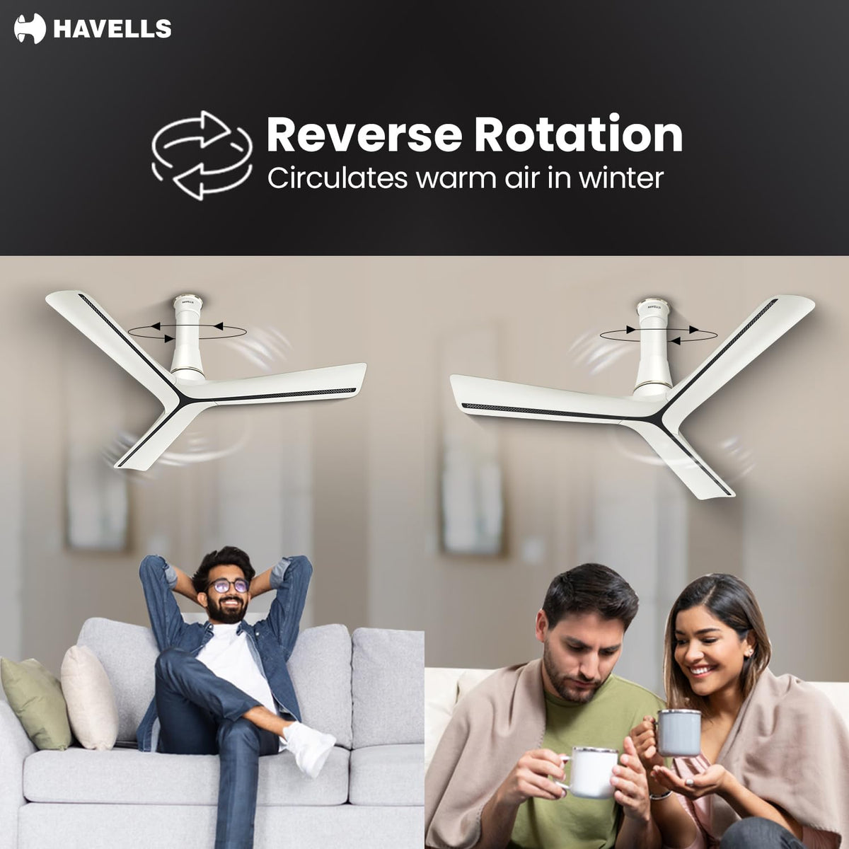 Havells Inveno LX 1200 mm BLDC Ceiling Fan|ABS Aerodyanamic Blades|Telescopic Canopy|