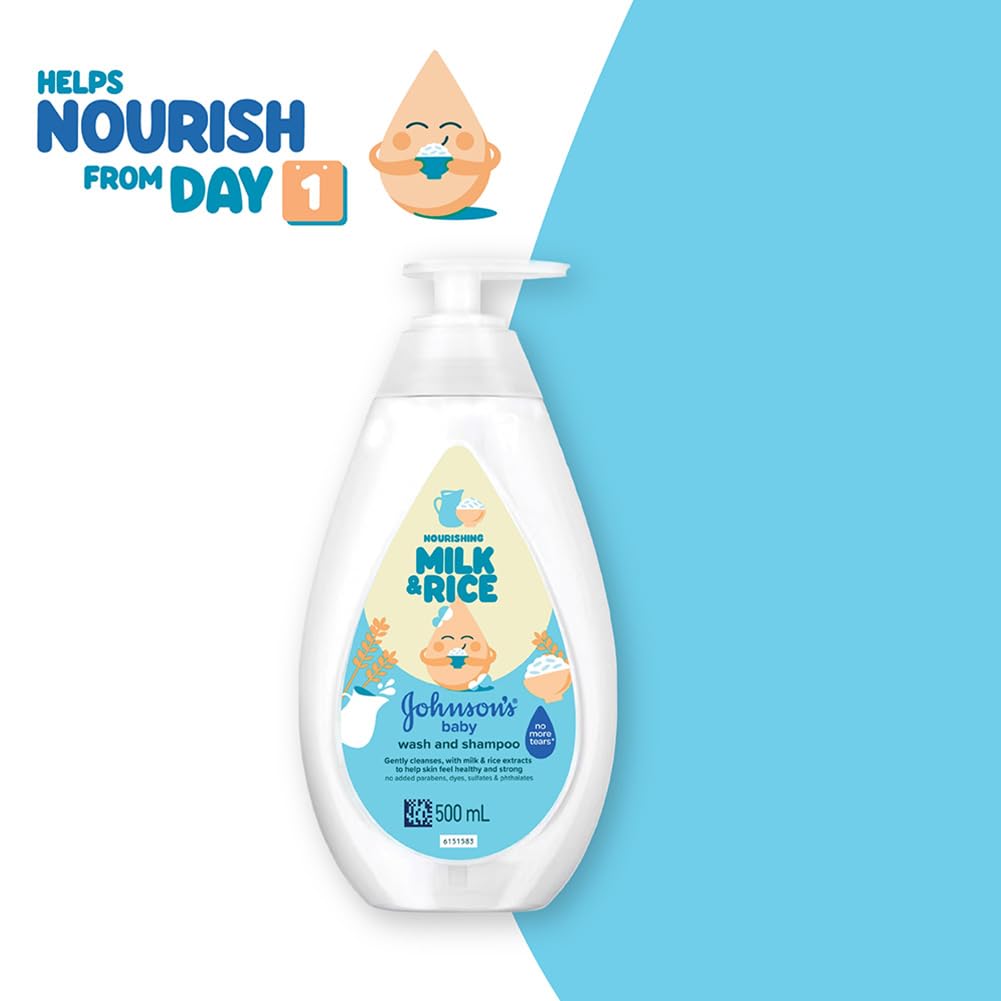 Johnson’s Baby Nourishing Milk & Rice Wash & Shampoo 500 ml