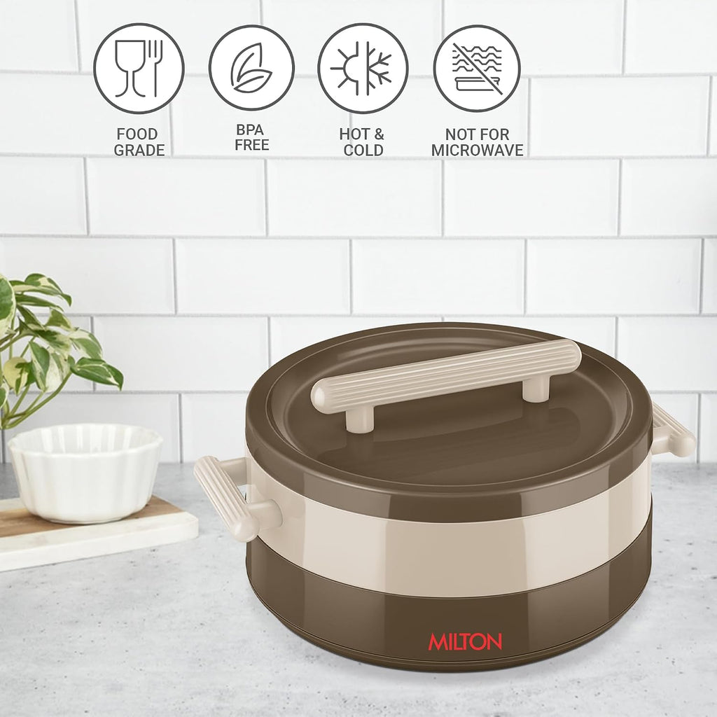 MILTON Valenza 2000 Insulated Inner Stainless Steel Casserole for Roti, 1900ml