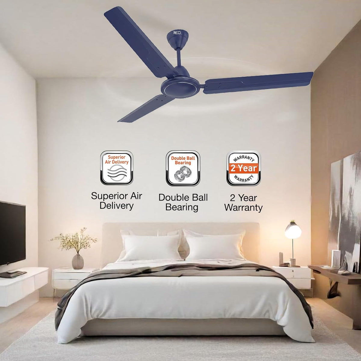 Havells REO Vaayu 1200 mm ES Ceiling Fan | High Speed, High Air Delivery | Strong & Powerful, Air Delivery: 220CMM| RPM: 370| 2 Year Warranty |