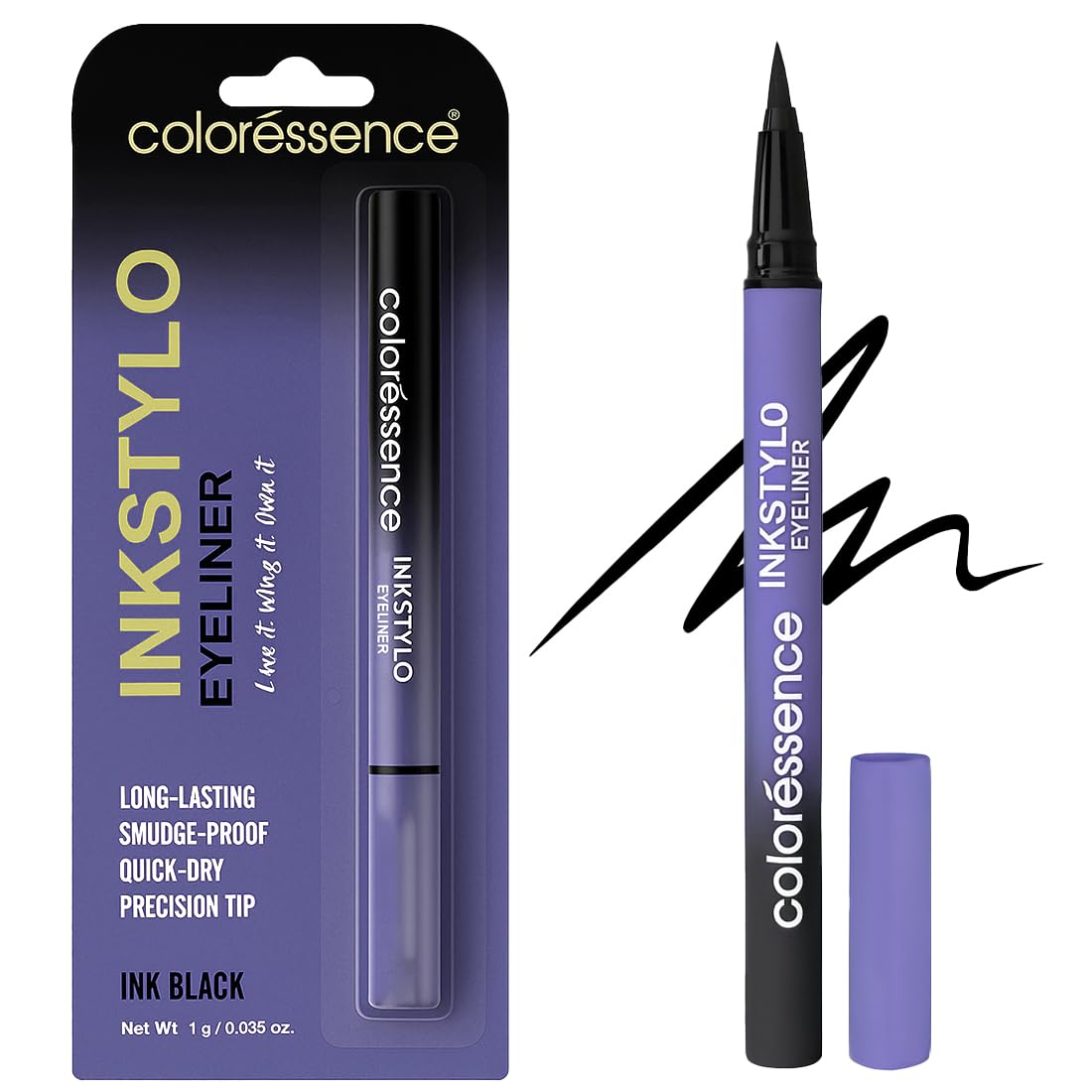 COLORESSENCE Ink Stylo Sketch Pen Eyeliner, Black | Long Lasting | Quick Dry | Waterproof | Smudgeproof | Precision Tip | Rich Pigment
