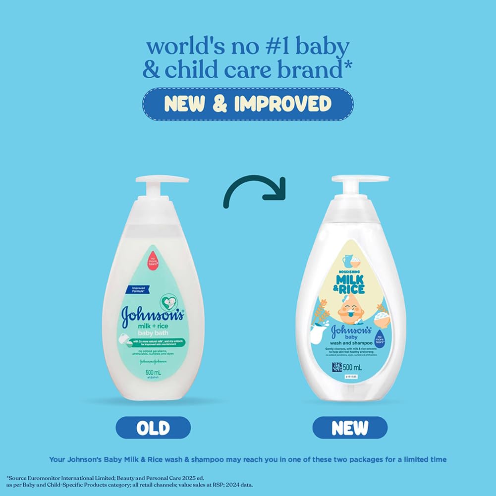 Johnson’s Baby Nourishing Milk & Rice Wash & Shampoo 500 ml
