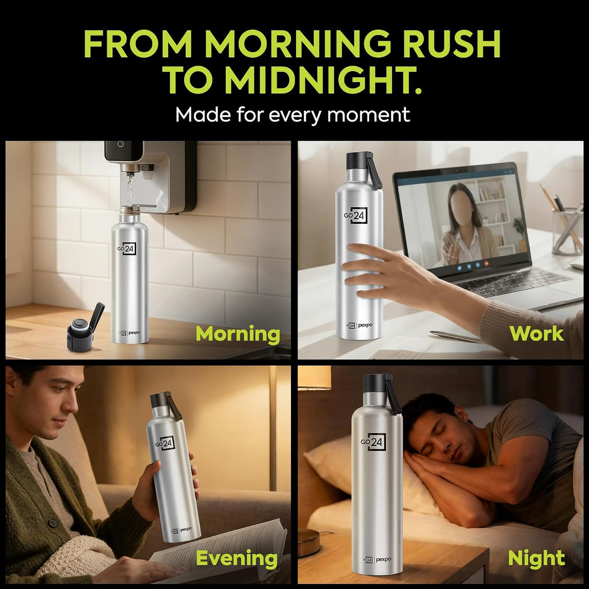 Stainless Steel Water Bottle Oslo Silver 980ml