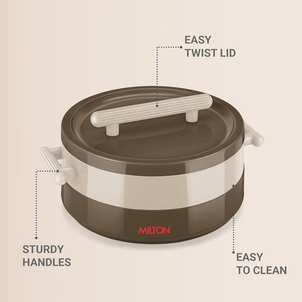 MILTON Valenza 2000 Insulated Inner Stainless Steel Casserole for Roti, 1900ml