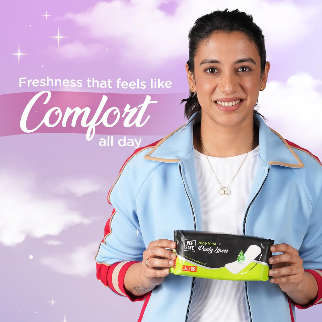 PEESAFE Aloe Vera Panty Liners (Pack of 50 Liners) | Curvy Design For Extra Comfort | Cottony-Soft Surface With 185mm Wide Optimal Coverage) | Curvy Design For Extra Comfort | Cottony-Soft Surface With 185mm Wide Optimal Coverage