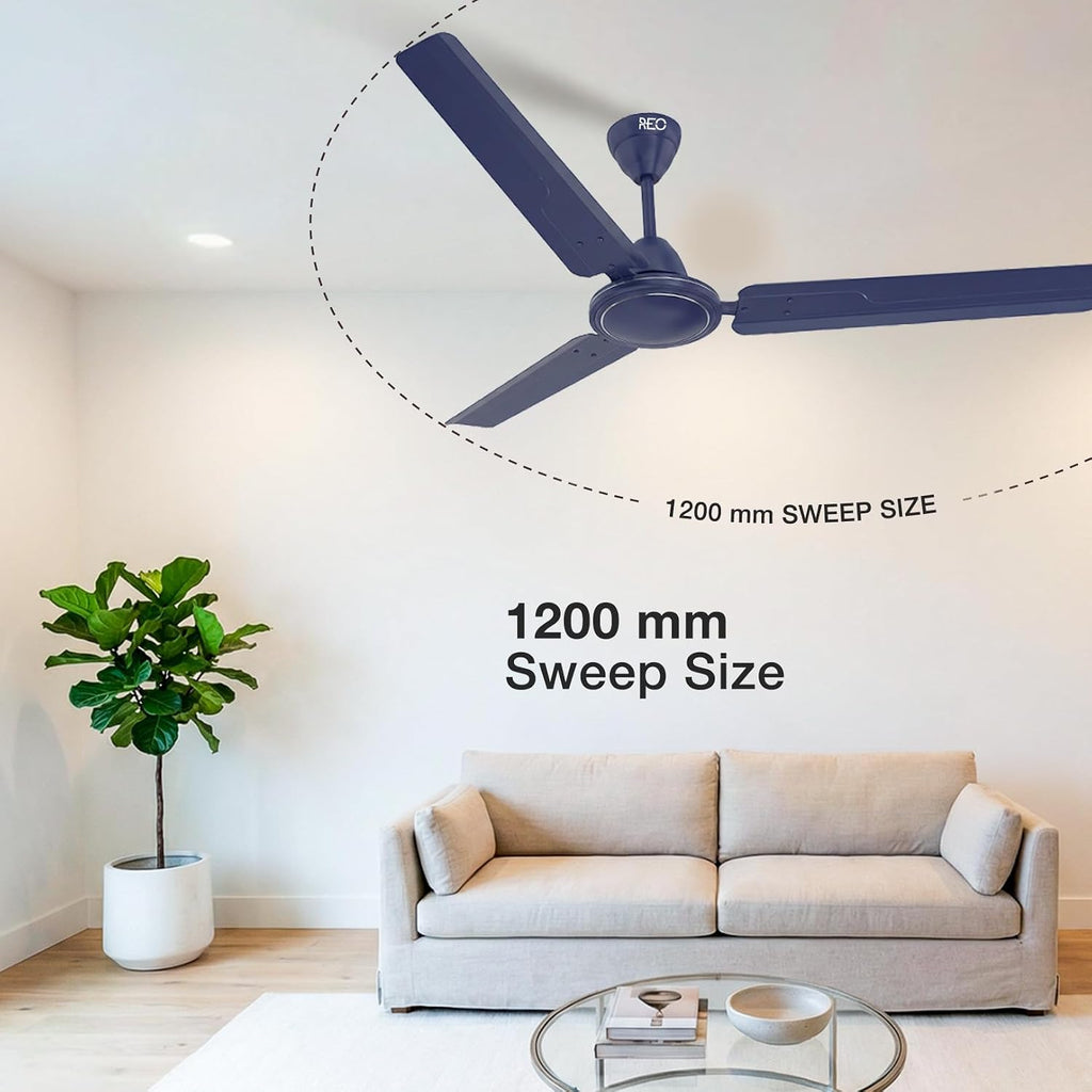 Havells REO Vaayu 1200 mm ES Ceiling Fan | High Speed, High Air Delivery | Strong & Powerful, Air Delivery: 220CMM| RPM: 370| 2 Year Warranty |
