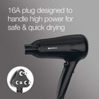 Havells HD3162 Men's 1565 Watts Powerful Hair Dryer with Thin Concentrator and Cool Shot Button; Heat Balance Technology ( Black )