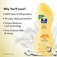 Parachute Advansed Soft Touch Body Lotion for Women & Men, All Skin types, 600ml | Pure Coconut Milk & Honey, 100% Natural, 72h Moisturisation