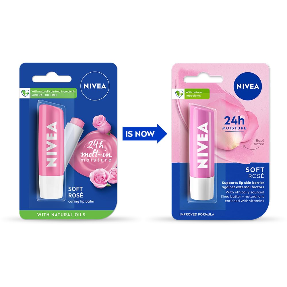 NIVEA Soft Rose Shine 4.8g Lip Balm|24 H Melt in Moisture Formula|Natural Oils|Glossy Finish,4.8 g (Pack of 1) NIVEA Soft Rose Shine 4.8g Lip Balm|24 H Melt in Moisture Formula|Natural Oils|Glossy Finish,4.8 g (Pack of 1)