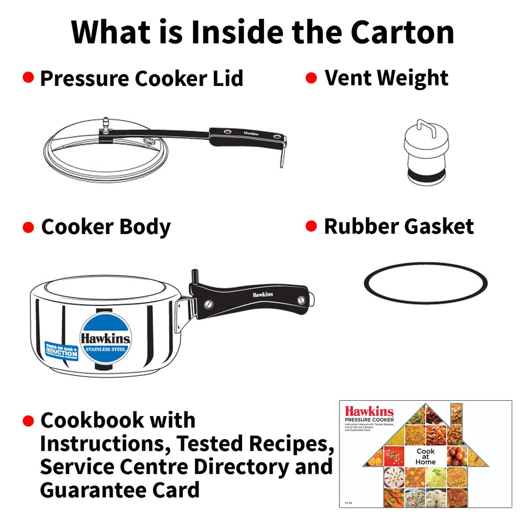 Hawkins 2 Litre Pressure Cooker, Stainless Steel Inner Lid Cooker, Induction Cooker, Small Cooker, Silver (HSS20)