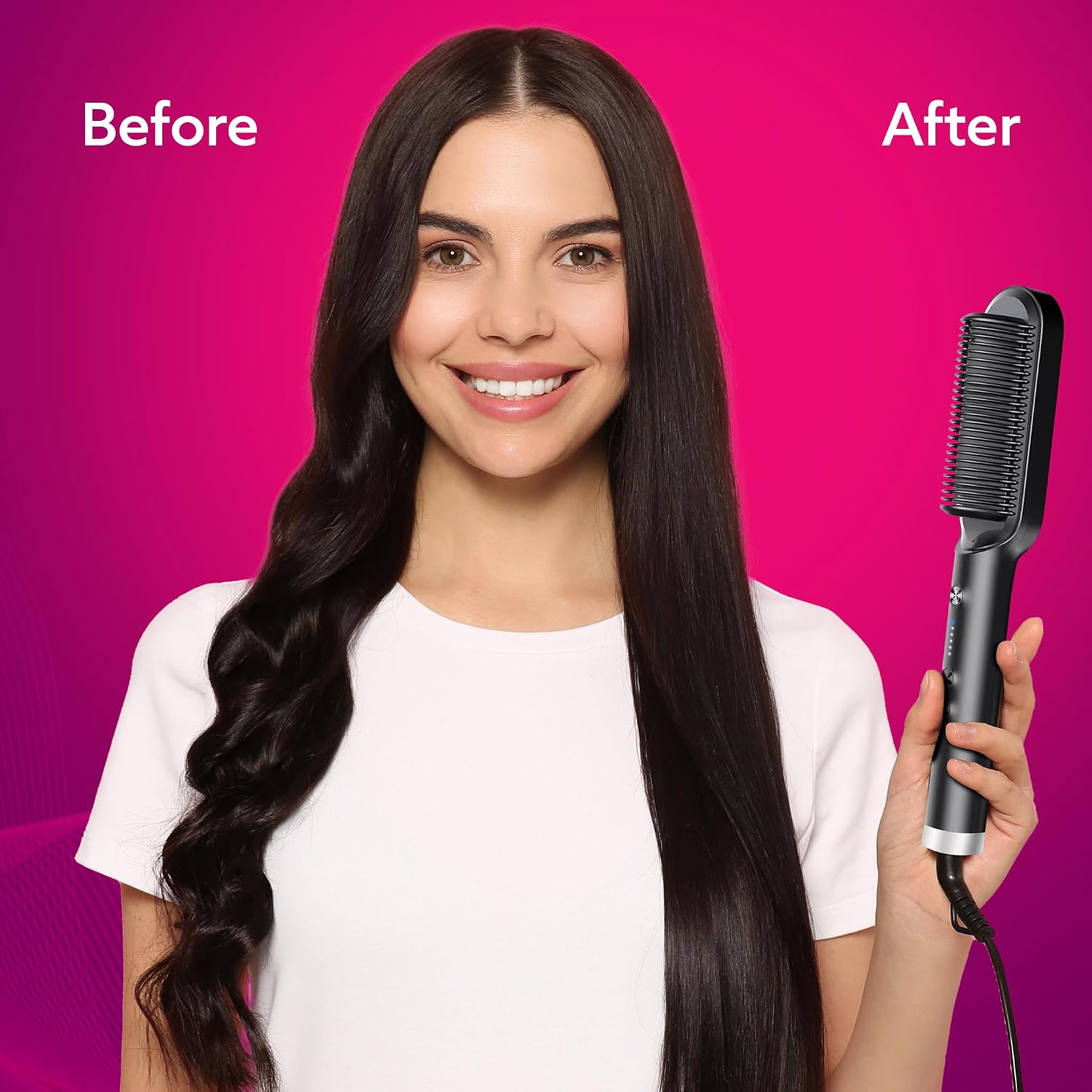 AGARO Hair Straightening Brush, Hair Straightening Comb For Women, Fast Heating, Ionic Care, 5 Heat Settings, Hair Straightener, Hot Brush, Gives Naturally...