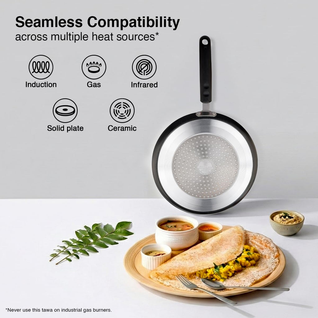 Prestige Omega Deluxe 25cm Granite Dosa Tawa|Non-Stick with 5 Layers Coating|Dishwasher Safe|