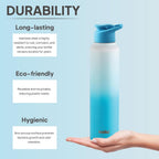CELLO Aqua Pro Max Stainless Steel Water Bottle 1000 ml White & Blue | ISI Certified Single Wall Rust & Leakproof Fridge Safe Stylish Easy Grip Colorful Steel Water Bottle For Office & Daily Use