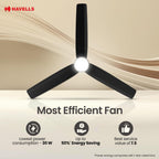 Havells FAB BLDC Underlight 1200 mm Ceiling Fan| 5 Star| Upto 65% Saving| Air Delivery: 235 cmm|Low Wattage: 30W|