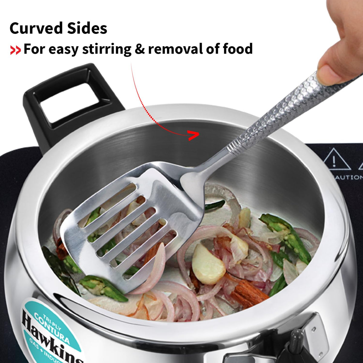 Hawkins Contura 3.5 Litre Triply Stainless Steel Pressure Cooker | Curved Body | Induction & Gas Compatible | Ideal for 4–5 persons | ISI Certified |..