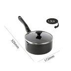 CELLO Aluminium Non-Stick Sauce/Milk Pan with Glass Lid for Kitchen 1.5 Litre, Black | PFOA Free, Bakelite Handle, Gas Stove & Induction Compatible Milk Tea Sauce Boiling Water Pans Pots for Cooking