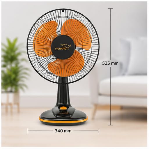 V-Guard Selfee Duo Portable Fan | Premium Orange & Black Finish | Compact High-Speed Cooling Fan