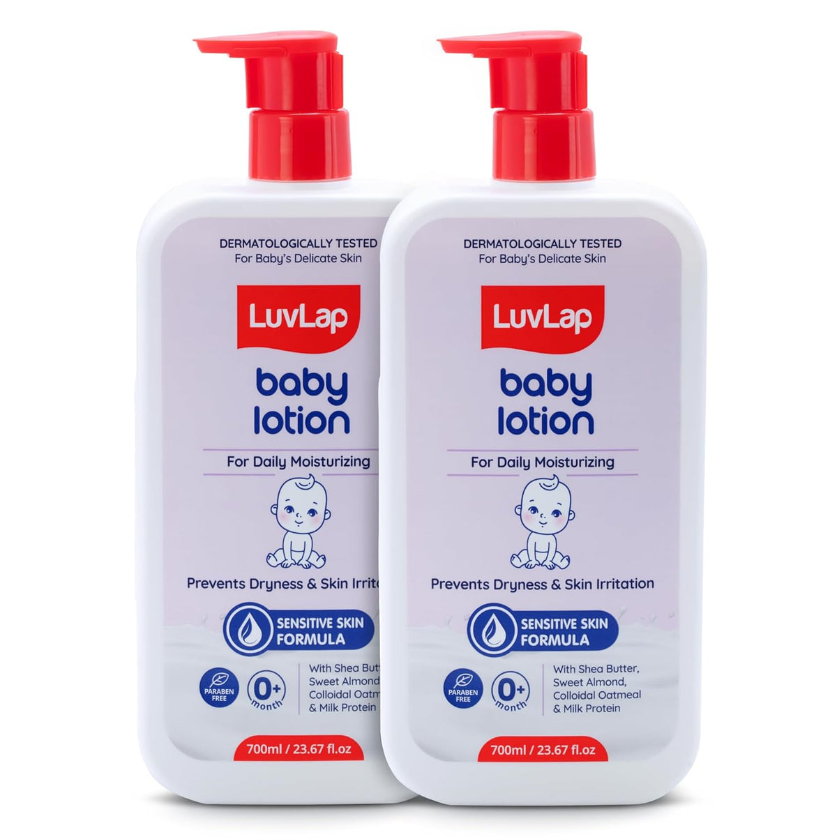 LuvLap Baby Lotion with Milk Protein, Shea Butter (700 ml x Pack of 2)
