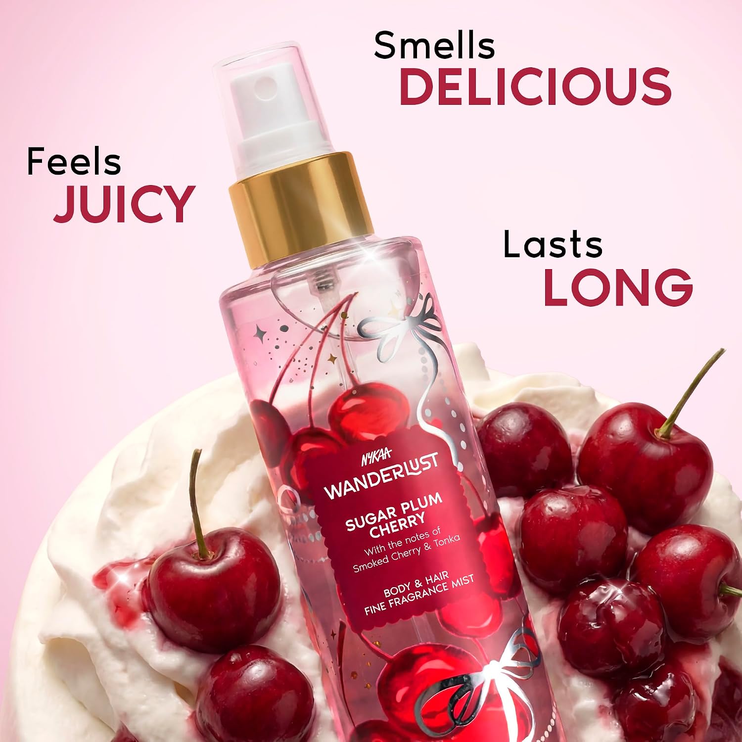 Nykaa Wanderlust Sugar Plum Cherry Perfume Body & Hair Mist, Notes of Cherry & Raspberry, 8 Hrs Long-Lasting Everyday Fragrance, 200 ml