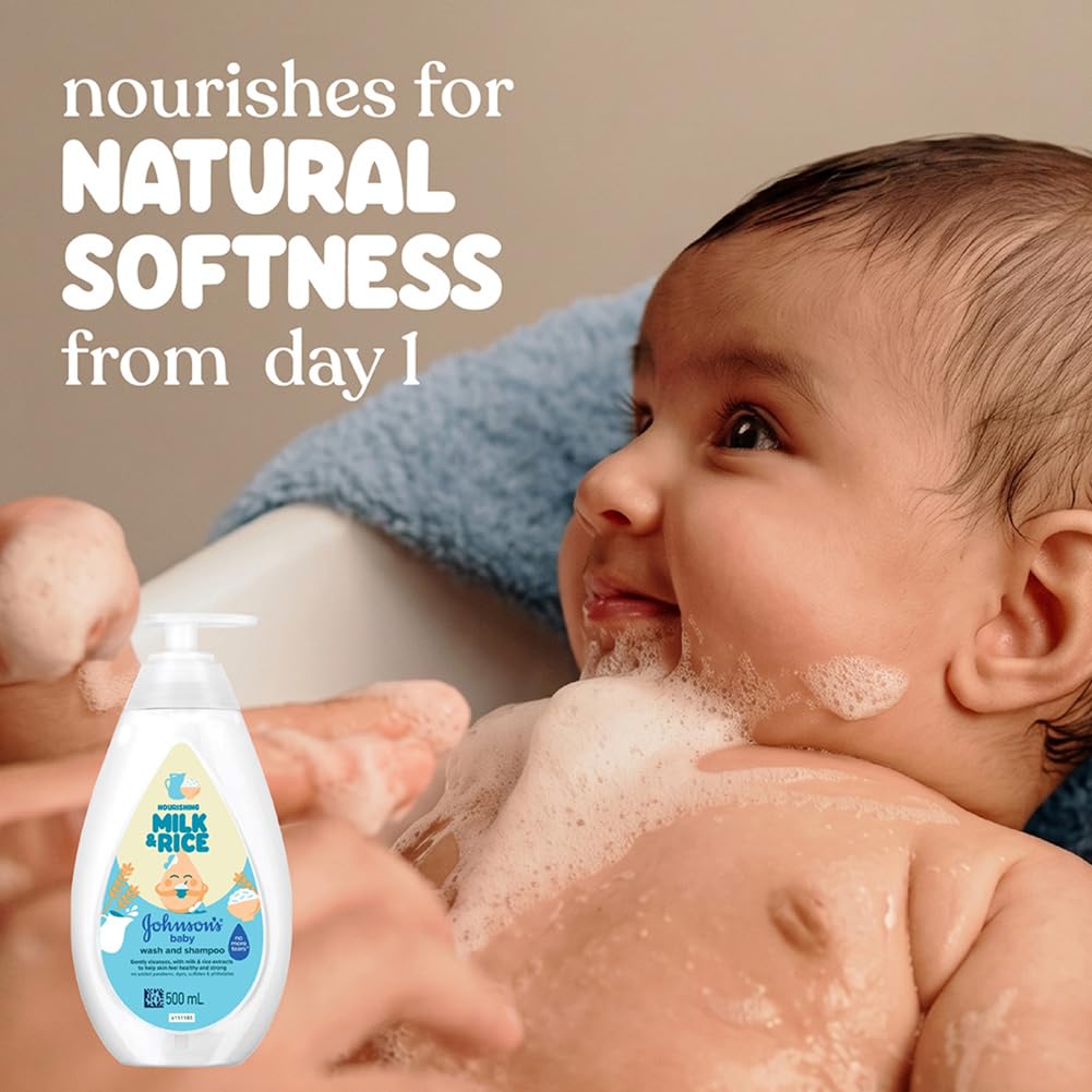 Johnson’s Baby Nourishing Milk & Rice Wash & Shampoo 500 ml