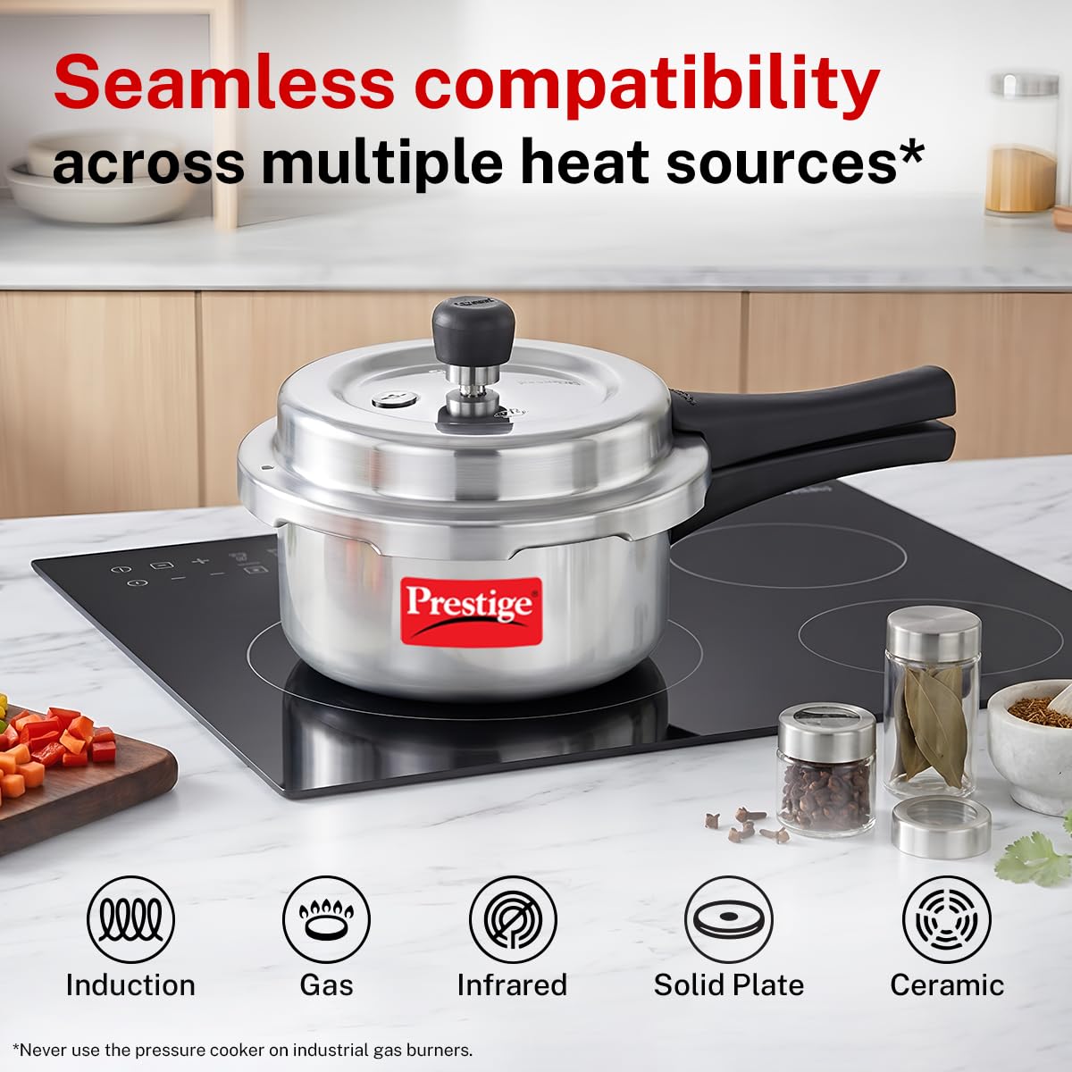 Prestige 2 Litre Aluminium Popular Plus Svachh Outerlid Pressure Cooker|Deep Lid for spillage Control|Virgin Aluminium|Gas & Induction Compatible|Gasket Release System|5 years warranty|ISI Certified