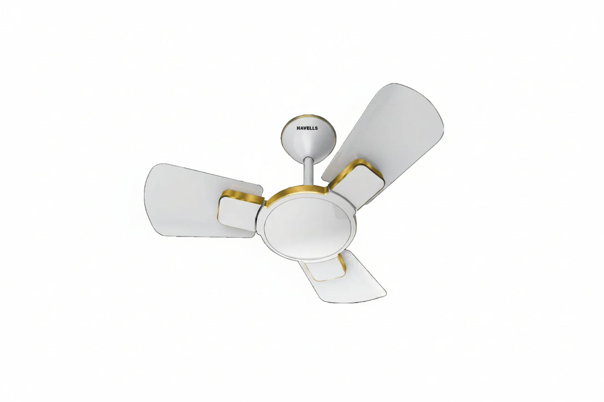 Havells Enticer 600mm Decorative, Dust Resistant, High Power in Low Voltage (HPLV), High Speed Ceiling Fan (Pearl White Gold), SMALL