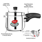 Pigeon By Stovekraft 14549 Induction Base Outer Lid Stainless Steel Pressure Cooker,3 Liters,Silver