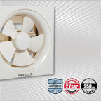 Havells Ventil Air DX 250mm Exhaust Fan | Strong Air Suction, Rust Proof Body and Dust Protection Shutters |Suitable for Bathroom, Kitchen, and Office| Warranty: 2 Years | (Pack of 1, Off White)
