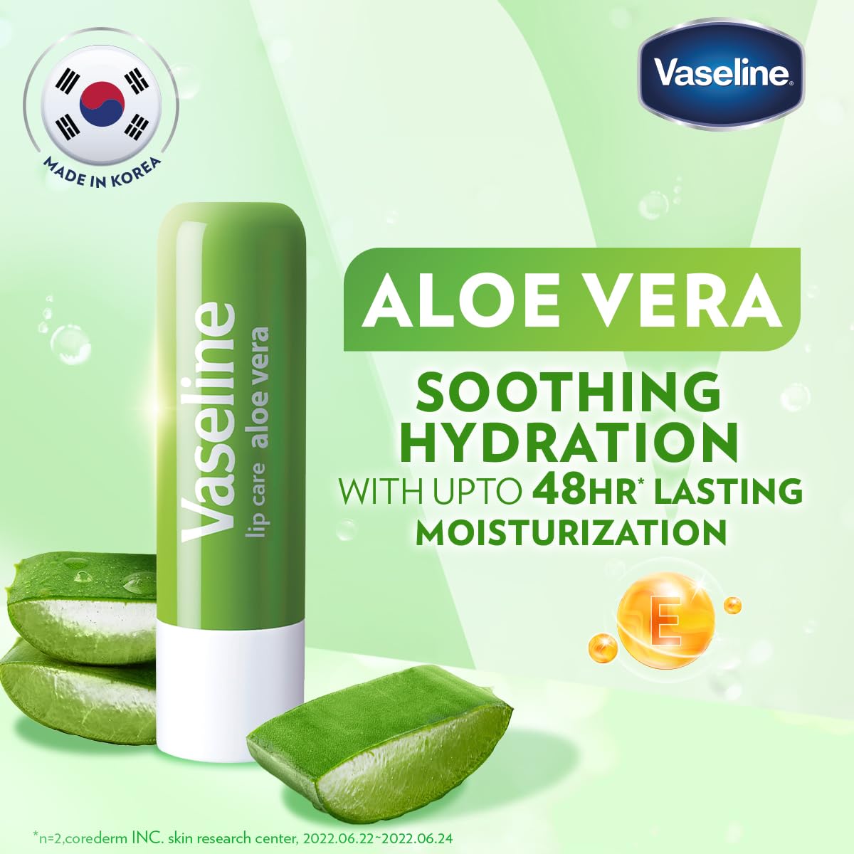 Vaseline Lip Care | Aloe Vera Lip Balm Stick | Up to 48Hr moisturization | with aloe extract & petroleum jelly | made in South Korea | 4.8g