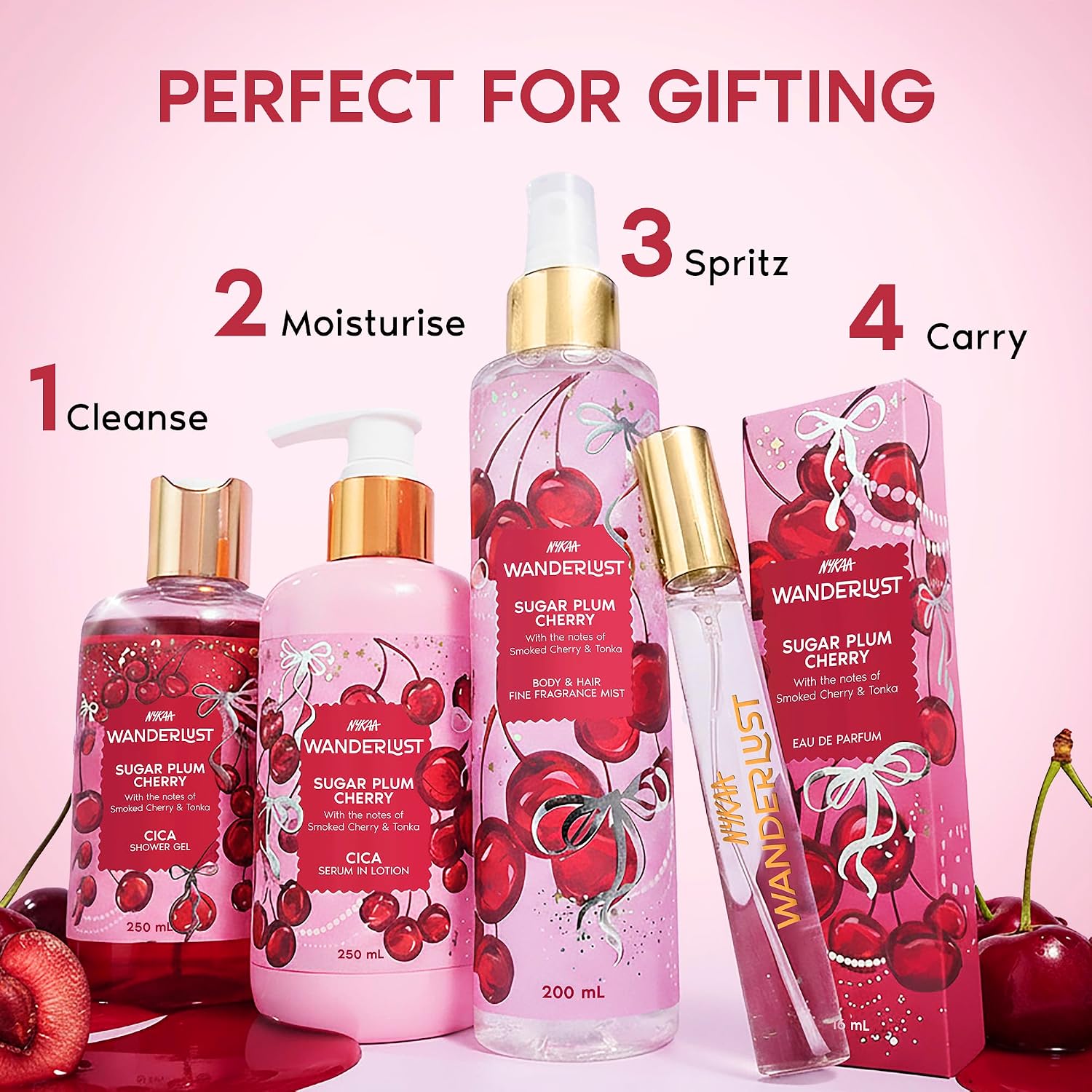 Nykaa Wanderlust Sugar Plum Cherry Perfume Body & Hair Mist, Notes of Cherry & Raspberry, 8 Hrs Long-Lasting Everyday Fragrance, 200 ml