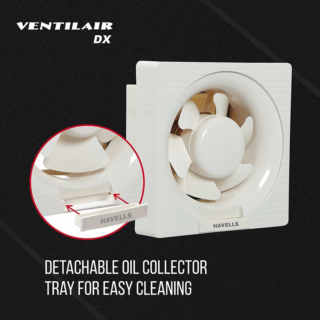 Havells Ventil Air DX 250mm Exhaust Fan | Strong Air Suction, Rust Proof Body and Dust Protection Shutters |Suitable for Bathroom, Kitchen, and Office| Warranty: 2 Years | (Pack of 1, Off White)