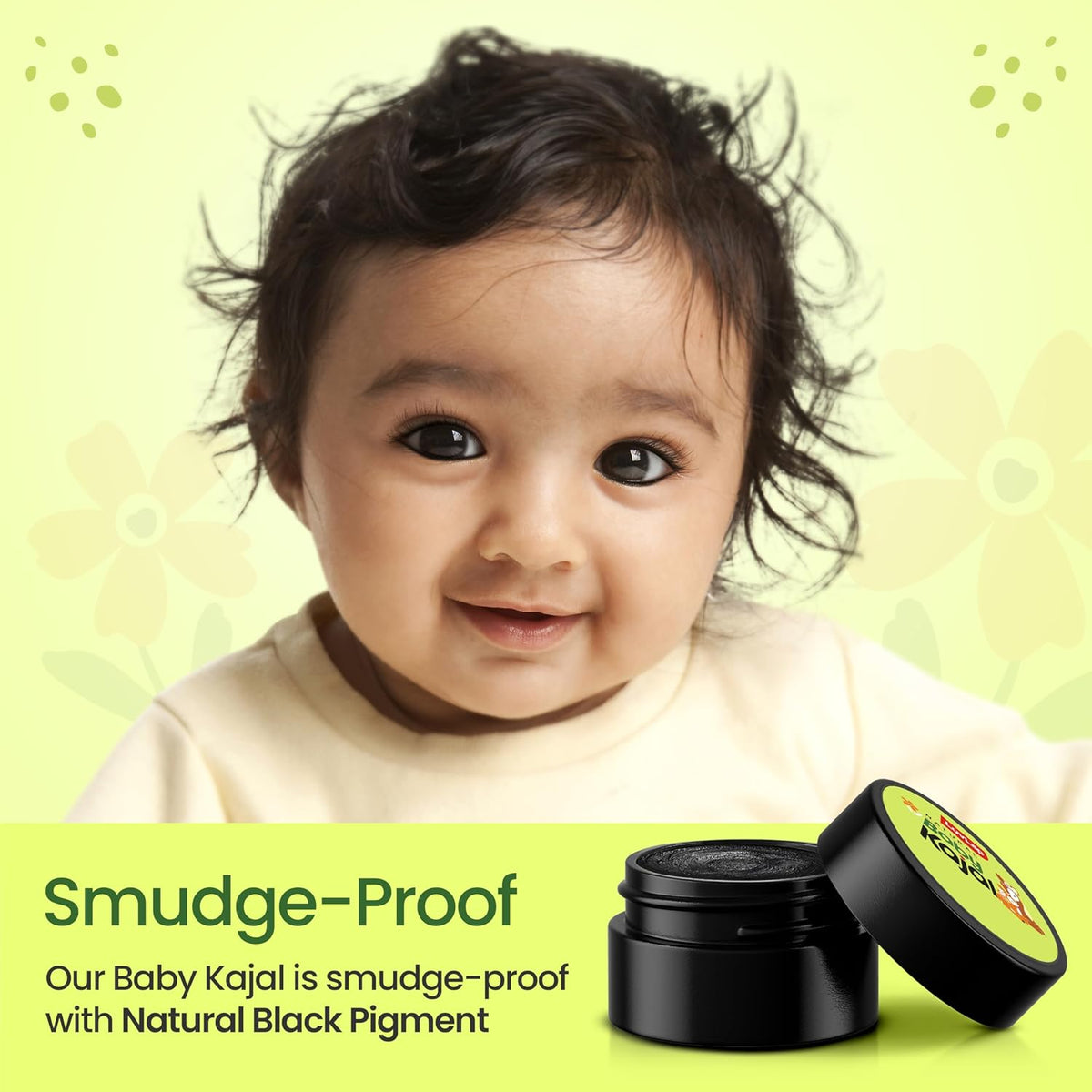 LuvLap 100% Natural Baby Kajal 5g, with Pure Cow Ghee, Cocoa Butter, Coconut Oil, Sweet Almond & Castor Oil, Soothes & Nourishes Eyes of New Born & Kids, Irritation-free, Dermatologically Tested