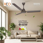 Havells REO Vaayu 1200mm ES Ceiling Fan | High Speed, High Air Delivery | Strong & Powerful, Air Delivery: 220CMM| RPM: 370| 2 Year Warranty | (Pack of 1, Smoke Brown)