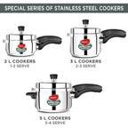 Pigeon By Stovekraft 14549 Induction Base Outer Lid Stainless Steel Pressure Cooker,3 Liters,Silver