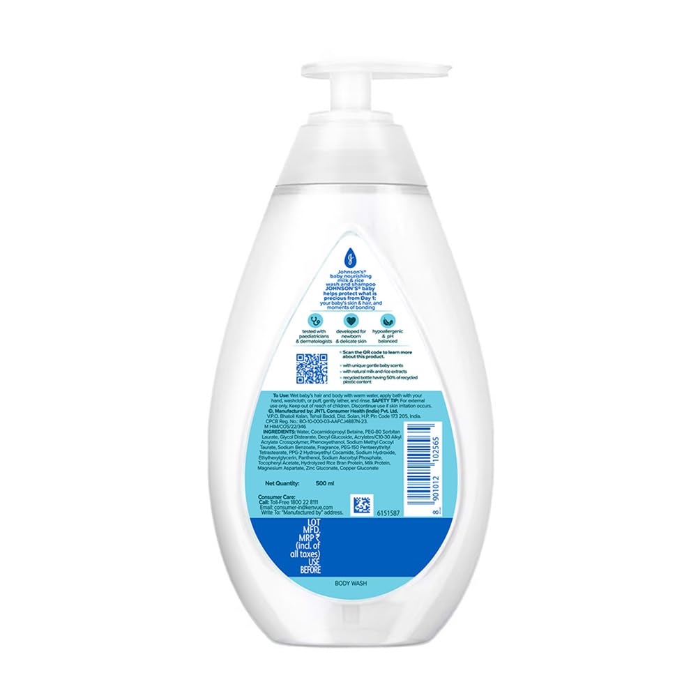 Johnson’s Baby Nourishing Milk & Rice Wash & Shampoo 500 ml