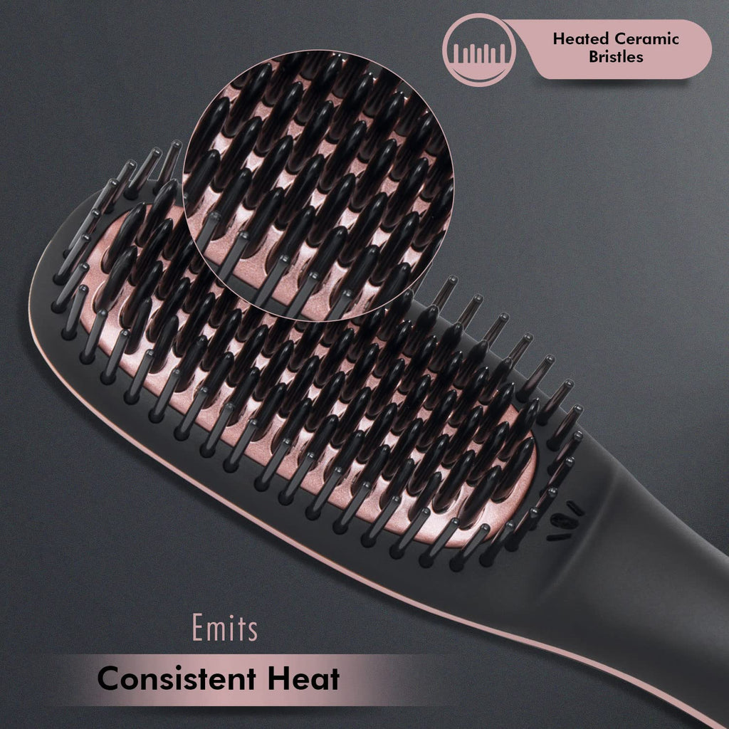 VEGA PROFESSIONAL Pro Cera Shine Hair Straightener Brush For Women With Ceramic Bristles