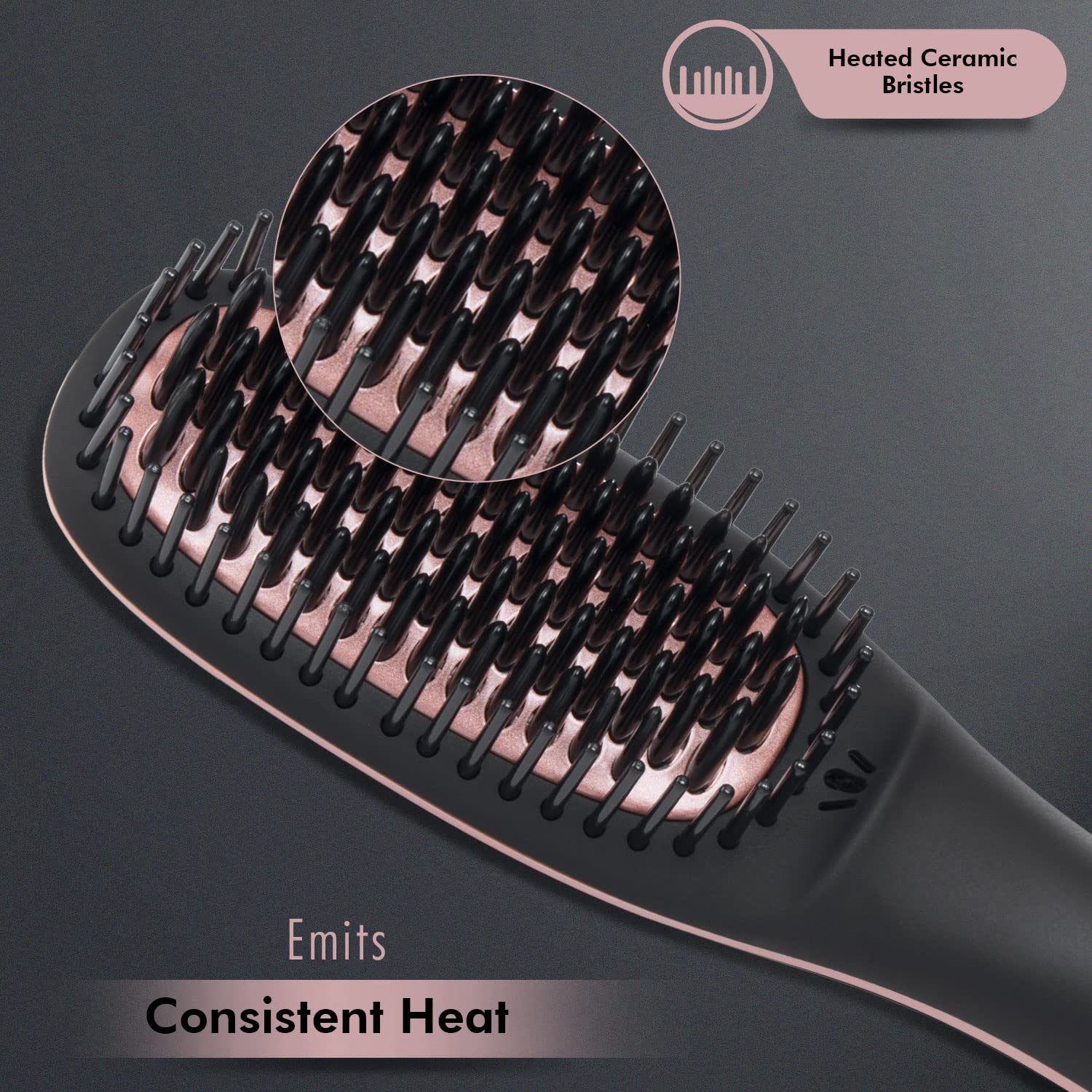 VEGA PROFESSIONAL Pro Cera Shine Hair Straightener Brush For Women With Ceramic Bristles