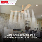USHA Striker Galaxy 1200mm Energy Efficient 1 Star Rated Power Saving High Speed Oil & Dust Resistant Ceiling Fan|1star| ISI Certified | |New Bright Gold|