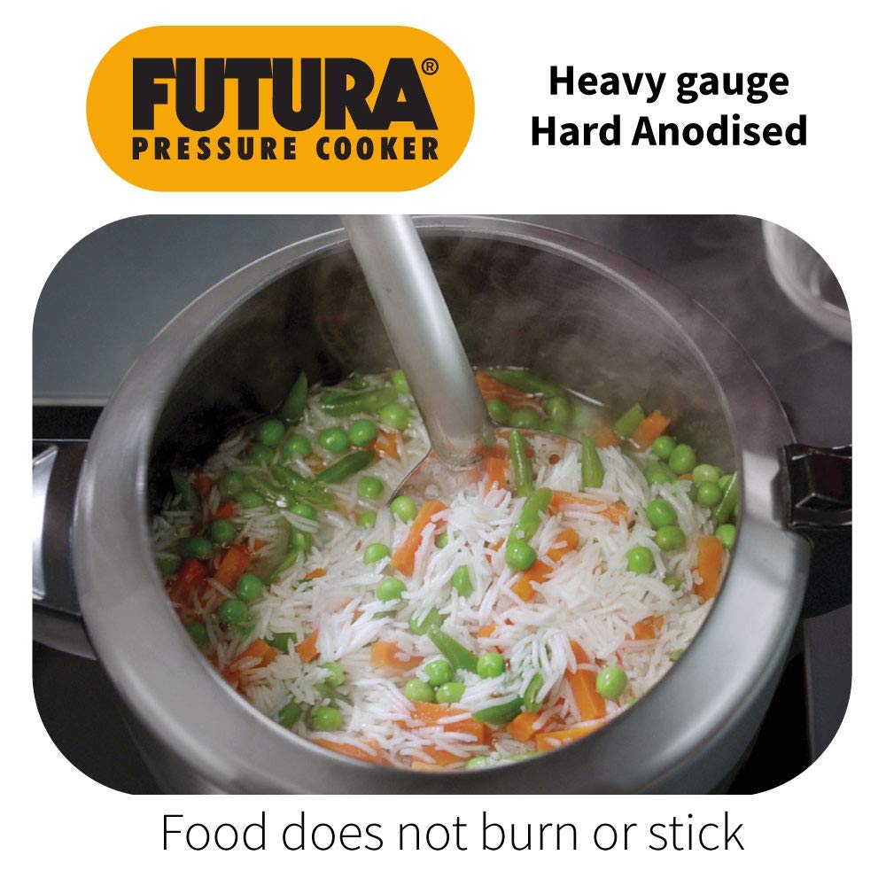 Hawkins Futura Hard Anodised Pressure Cooker, 9 Litre, Black (FP90)